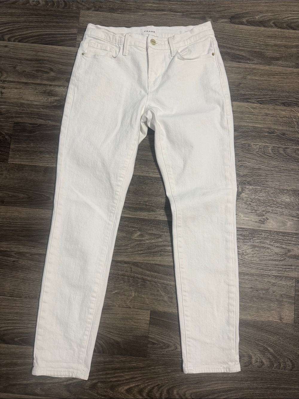 Frame Denim White High Waist Skinny Jeans
